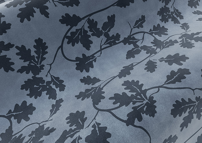 Oak Leaves Velvet, Midnight - Motorised Roman Blind - Image 4
